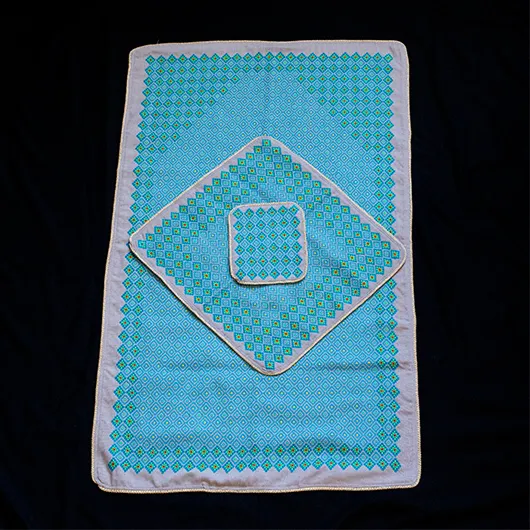 سجاده جانماز سه تکه فیروزه ای