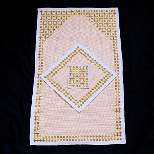 سجاده جانماز -سه تکه - زرد و کرم