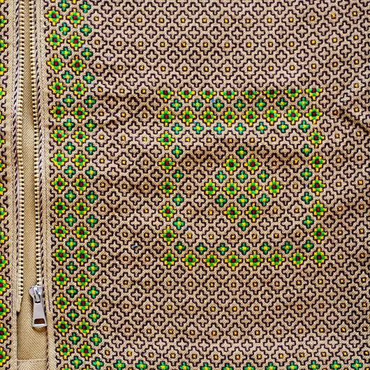 جلیقه سوزن دوزی طرح فاخر - رنگ قهوه ای-سبز