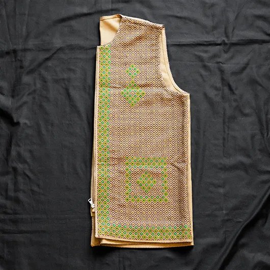 جلیقه سوزن دوزی طرح فاخر - رنگ قهوه ای-سبز