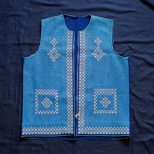 جلیقه سوزن دوزی طرح فاخر - رنگ فیروزه ای