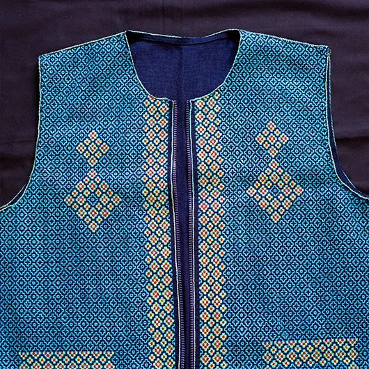 جلیقه سوزن دوزی طرح فاخر - رنگ فیروزه ای